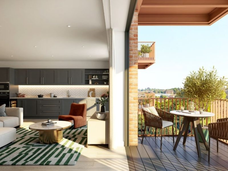 Fulton & Fifth balkon ve mutfak