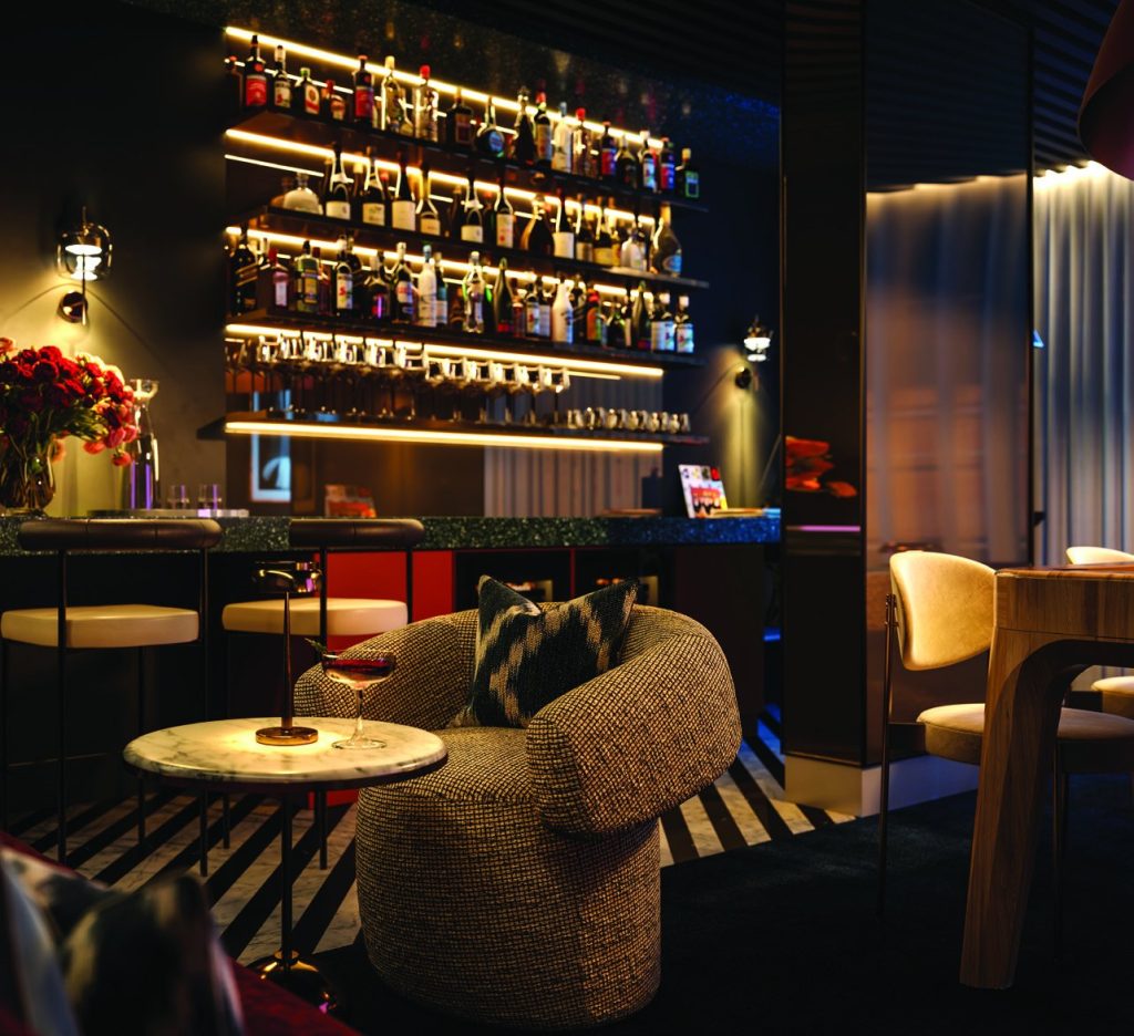 The HiLight Battersea sakinlere özel club room ve bar alanı