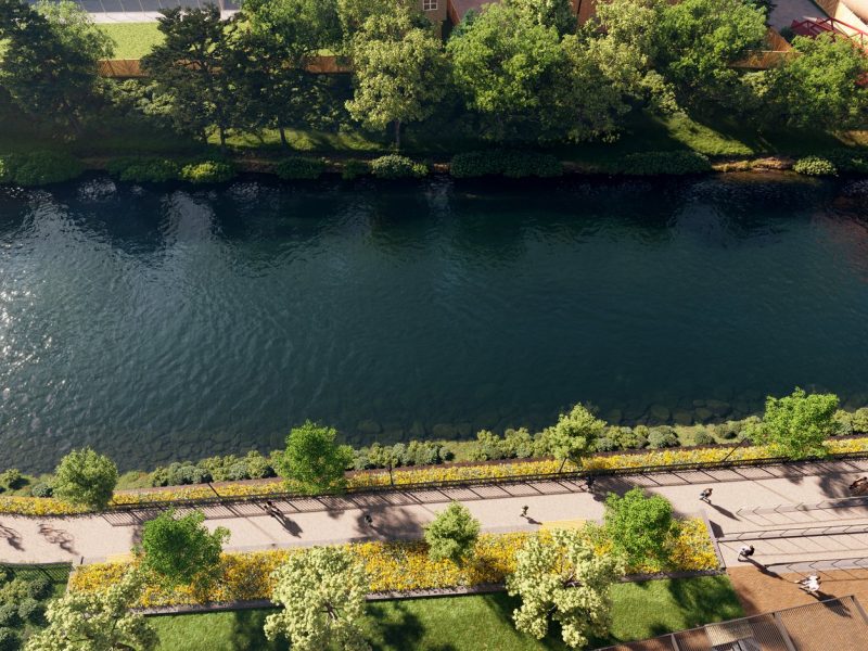 Dyecoats Opal binası River Aire kıyısı görünümü